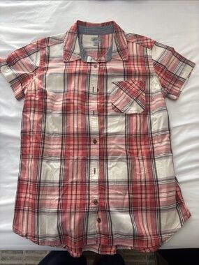 Carhartt Red White Plaid Short-Sleeve Button-Down Shirt